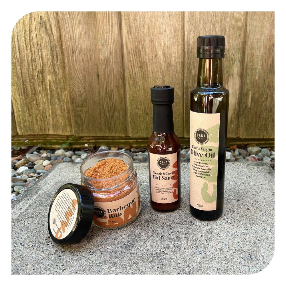 BBQ Lovers Gift Set: BBQ Rub, Hot Sauce & Extra Virgin Olive Oil