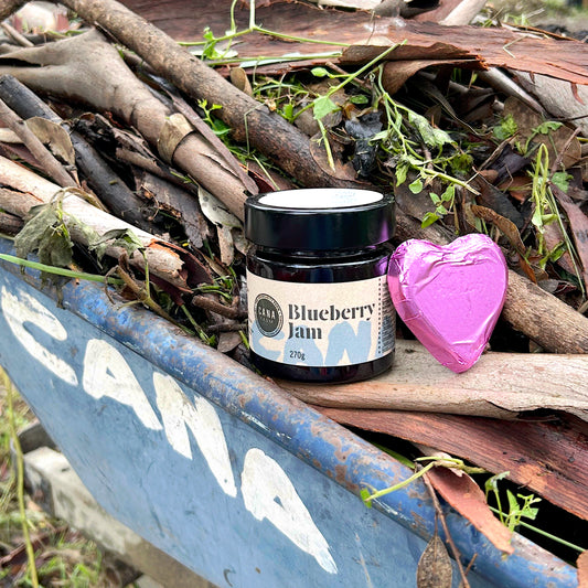 Homemade Blueberry Jam with Chocolate Heart